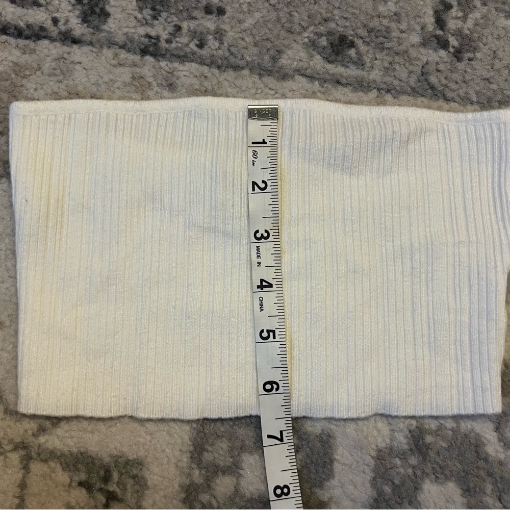 White Ribbed Off-Shoulder Top - Picture 7 of 7
